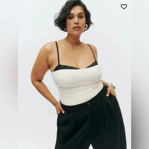 Reformation Melanie Top in Ivory Smocked Back Spaghetti Strap Coquette Sexy - Picture 3 of 11